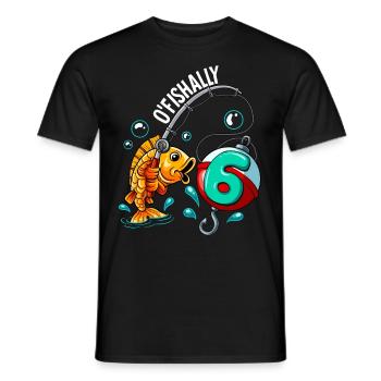 6 Anniversaire Pêcheur à la ligne - T-shirt homme - noir - Devant - AI Model Male 178 light (178cm)