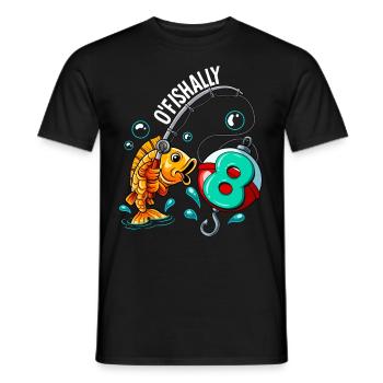8 Anniversaire Pêcheur à la ligne - T-shirt homme - noir - Devant - AI Model Male 178 light (178cm)