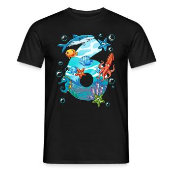 6. Geburtstag Meerestiere - Männer T-Shirt - Schwarz - Vorne - AI Model Male 178 light (178cm)