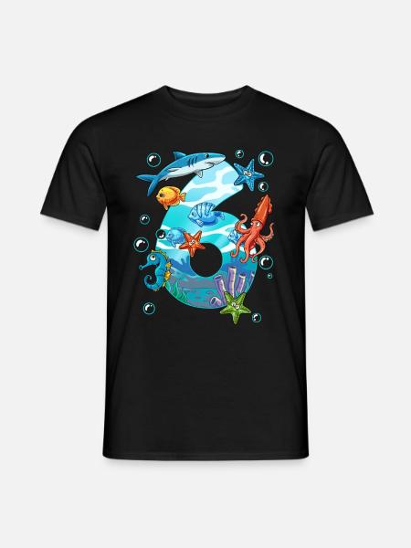 6th Birthday Sea Creatures - Men's T-Shirt - black