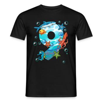 9th Birthday Sea Creatures - Men's T-Shirt - black - Front - AI Model Male 178 light (178cm)