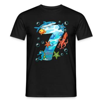 7. Geburtstag Meerestiere - Männer T-Shirt - Schwarz - Vorne - AI Model Male 178 light (178cm)