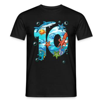 10. Geburtstag Meerestiere - Männer T-Shirt - Schwarz - Vorne - AI Model Male 178 light (178cm)