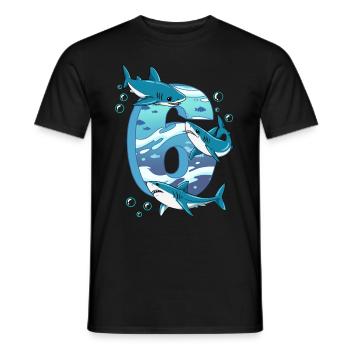 Requin du 6e anniversaire - T-shirt homme - noir - Devant - AI Model Male 178 light (178cm)