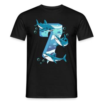 Requin du 7e anniversaire - T-shirt homme - noir - Devant - AI Model Male 178 light (178cm)