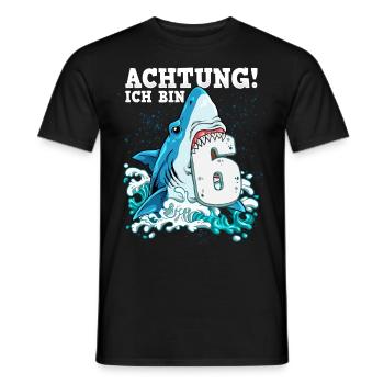 Requin du 6e anniversaire - T-shirt homme - noir - Devant - AI Model Male 178 light (178cm)