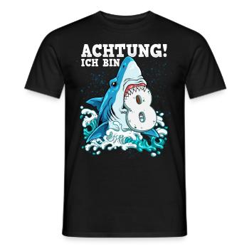 8th Birthday Shark - Men's T-Shirt - black - Front - AI Model Male 178 light (178cm)