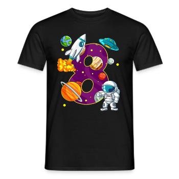 8 Birthday Space Space Astronaut 8 Years - Men's T-Shirt - black - Front - AI Model Male 178 light (178cm)