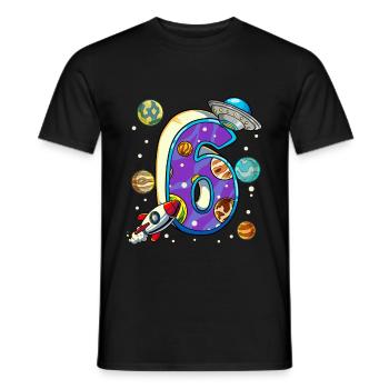 6 Birthday Space Space Astronaut 6 Years - Men's T-Shirt - black - Front - AI Model Male 178 light (178cm)