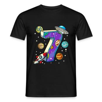 7 Birthday Space Space Astronaut 7 Years - Men's T-Shirt - black - Front - AI Model Male 178 light (178cm)
