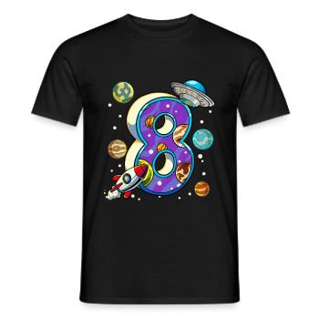 8 Birthday Space Space Astronaut 8 Years - Men's T-Shirt - black - Front - AI Model Male 178 light (178cm)