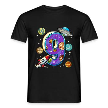9 Anniversaire Astronaute de l’espace 9 ans - T-shirt homme - noir - Devant - AI Model Male 178 light (178cm)