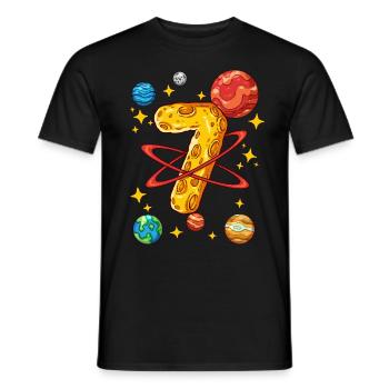 7 Birthday Space Space Astronaut 7 Years - Men's T-Shirt - black - Front - AI Model Male 178 light (178cm)