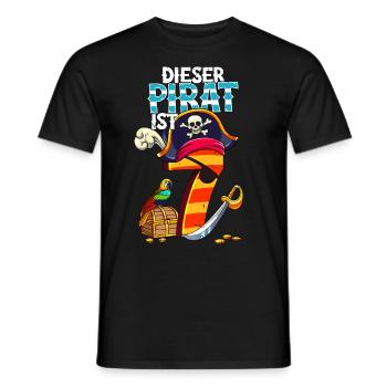 7. Geburtstag Piraten - Männer T-Shirt - Schwarz - Vorne - AI Model Male 178 light (178cm)