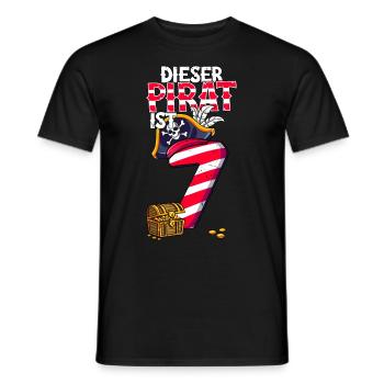 7. Geburtstag Piraten - Männer T-Shirt - Schwarz - Vorne - AI Model Male 178 light (178cm)