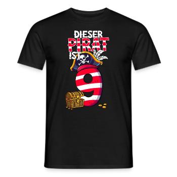 9th Birthday Pirates - Men's T-Shirt - black - Front - AI Model Male 178 light (178cm)