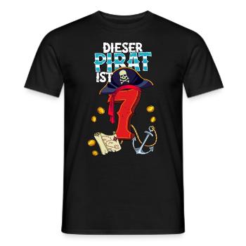7. Geburtstag Piraten - Männer T-Shirt - Schwarz - Vorne - AI Model Male 178 light (178cm)