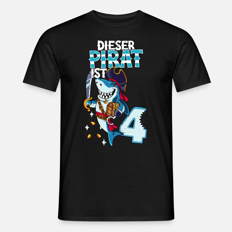 4. Geburtstag Piraten - Männer T-Shirt - Schwarz