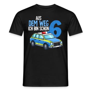 6e anniversaire Police voiture de police 6 ans - T-shirt homme - noir - Devant - AI Model Male 178 light (178cm)