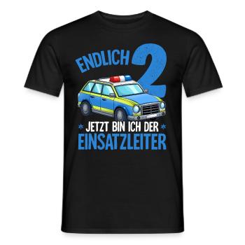 2ème anniversaire Police Police Car 2 ans - T-shirt homme - noir - Devant - AI Model Male 178 light (178cm)