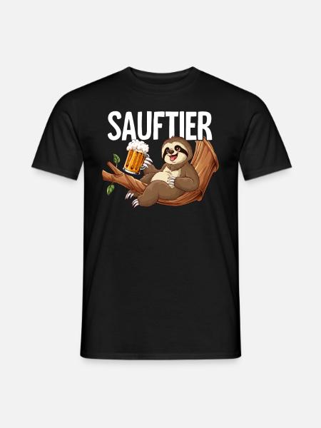 Faultier Sauftier - Männer T-Shirt - Schwarz