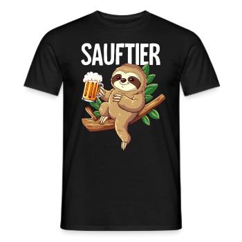 Faultier Sauftier - Männer T-Shirt - Schwarz - Vorne - AI Model Male 178 light (178cm)