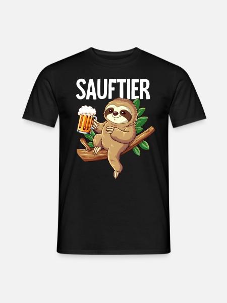 Faultier Sauftier - Männer T-Shirt - Schwarz