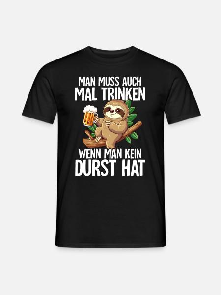 Faultier Sauftier - Männer T-Shirt - Schwarz