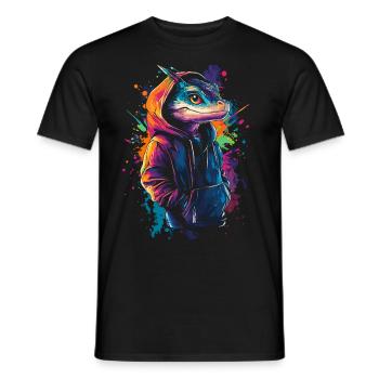 Hip Hop Drache Vintage Urban Streetwear - Männer T-Shirt - Schwarz - Vorne - AI Model Male 178 light (178cm)
