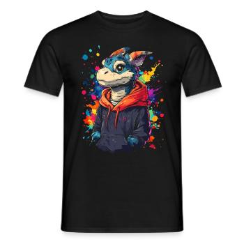 Hip Hop Dragon Vintage Urban Streetwear - T-shirt homme - noir - Devant - AI Model Male 178 light (178cm)