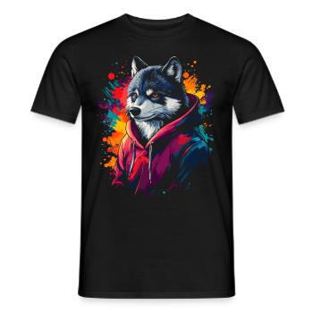 Hip Hop Wolf Vintage Streetwear urbain - T-shirt homme - noir - Devant - AI Model Male 178 light (178cm)