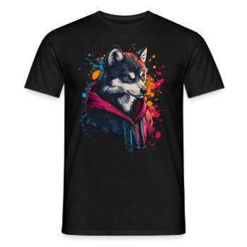 Hip Hop Wolf Vintage Streetwear urbain - T-shirt homme - noir - Devant - AI Model Male 178 light (178cm)