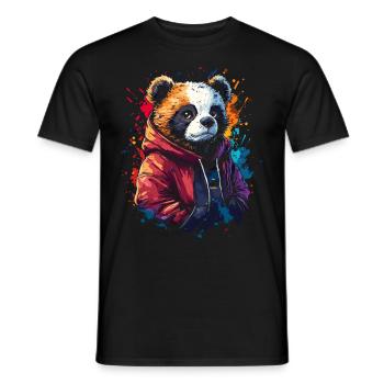 Hip Hop Bear Vintage Urban Streetwear - Men's T-Shirt - black - Front - AI Model Male 178 light (178cm)