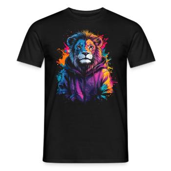 Hip Hop Löwe Vintage Urban Streetwear - Männer T-Shirt - Schwarz - Vorne - AI Model Male 178 light (178cm)