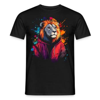 Hip Hop Löwe Vintage Urban Streetwear - Männer T-Shirt - Schwarz - Vorne - AI Model Male 178 light (178cm)