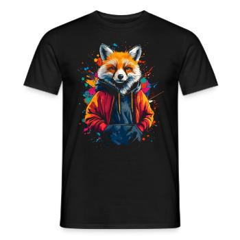 Hip Hop Fuchs Vintage Urban Streetwear - Männer T-Shirt - Schwarz - Vorne - AI Model Male 178 light (178cm)