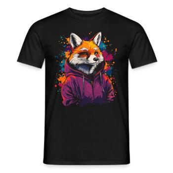 Hip Hop Fox Vintage Urban Streetwear - Men's T-Shirt - black - Front - AI Model Male 178 light (178cm)