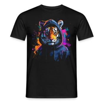 Hip Hop Tiger Vintage Urban Streetwear - Männer T-Shirt - Schwarz - Vorne - AI Model Male 178 light (178cm)