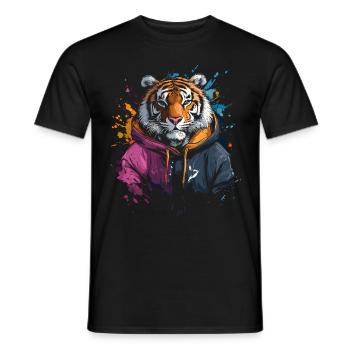 Hip Hop Tiger Vintage Urban Streetwear - Männer T-Shirt - Schwarz - Vorne - AI Model Male 178 light (178cm)