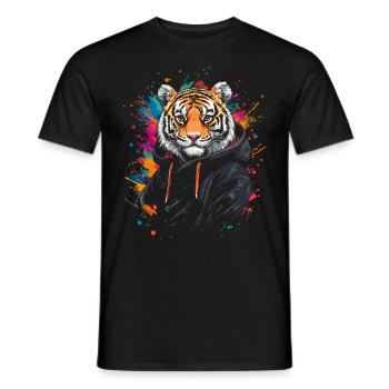 Hip Hop Tiger Vintage Urban Streetwear - Männer T-Shirt - Schwarz - Vorne - AI Model Male 178 light (178cm)