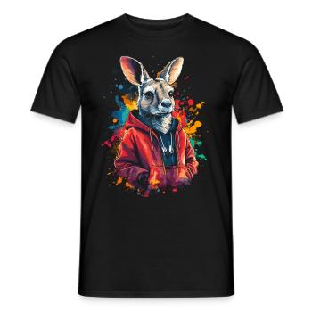 Hip Hop Kangourou Vintage Streetwear urbain - T-shirt homme - noir - Devant - AI Model Male 178 light (178cm)