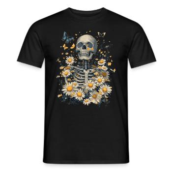 Fleurs squelettes - T-shirt homme - noir - Devant - AI Model Male 178 light (178cm)
