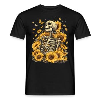 Fleurs squelettes - T-shirt homme - noir - Devant - AI Model Male 178 light (178cm)