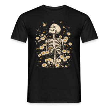 Fleurs squelettes - T-shirt homme - noir - Devant - AI Model Male 178 light (178cm)
