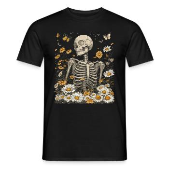 Fleurs squelettes - T-shirt homme - noir - Devant - AI Model Male 178 light (178cm)