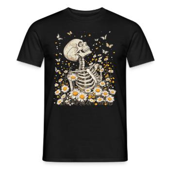 Fleurs squelettes - T-shirt homme - noir - Devant - AI Model Male 178 light (178cm)