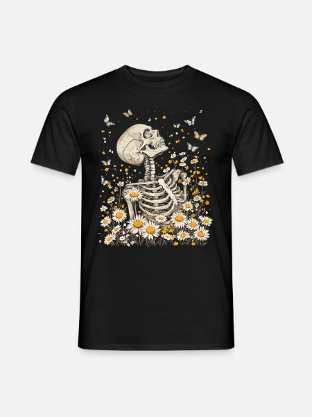 Skeleton Flowers - Men's T-Shirt - black
