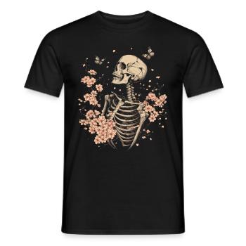 Fleurs squelettes - T-shirt homme - noir - Devant - AI Model Male 178 light (178cm)