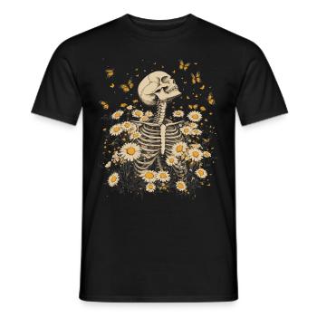 Fleurs squelettes - T-shirt homme - noir - Devant - AI Model Male 178 light (178cm)
