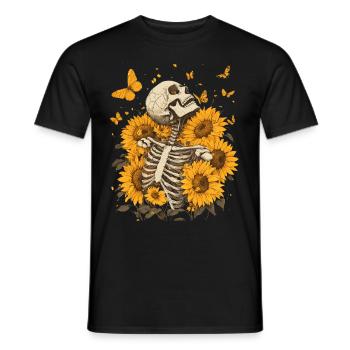 Fleurs squelettes - T-shirt homme - noir - Devant - AI Model Male 178 light (178cm)